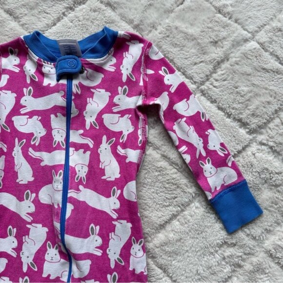 Hanna Andersson | Pink And White Bunny Rabbit Print Baby Zip Sleeper | Size 2T - Picture 6 of 9